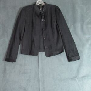 Kenneth Cole Jacket Womens Size 4 Black Pleated Military Fashion Blazer Modern